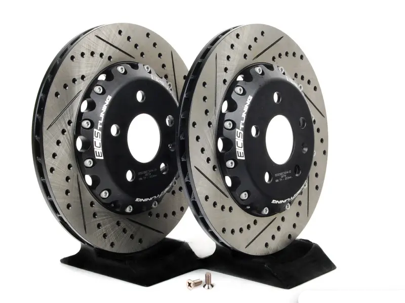 Rear Cross-Drilled & Slotted 2-Piece Semi-Floating Brake Rotors - Pair (310x22)