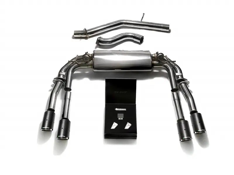 ARMYTRIX Stainless Steel Valvetronic Catback Exhaust System - Quad Carbon 3.5" Tips