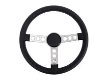 Rennline Leather Steering Wheel - Silver Spokes & Black Horn Ring