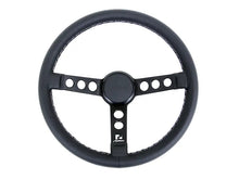 Rennline Leather Steering Wheel - Black Spokes & Black Horn Ring