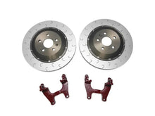 2-Piece Floating Rear Brake Rotor Upgrade - Red Carriers (355x22)