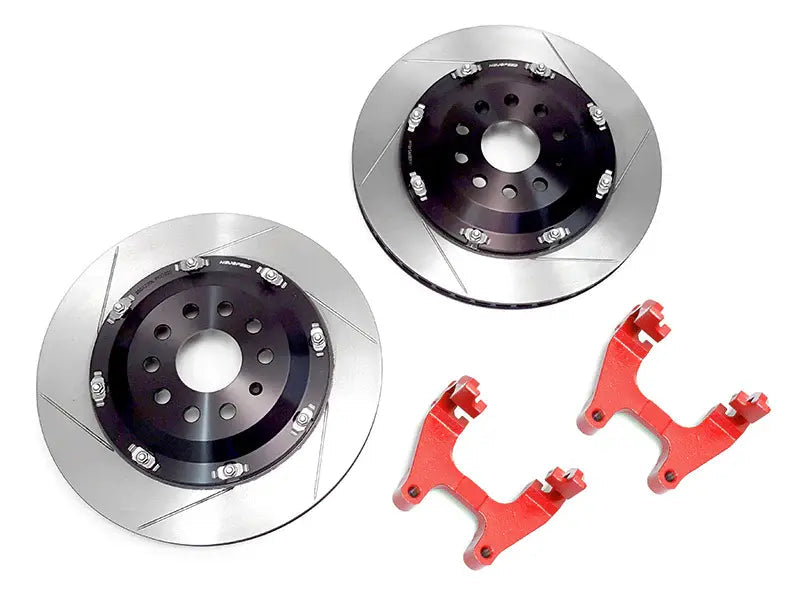 2-Piece Floating Rear Slotted Brake Rotor Upgrade Kit - Red (350x22)